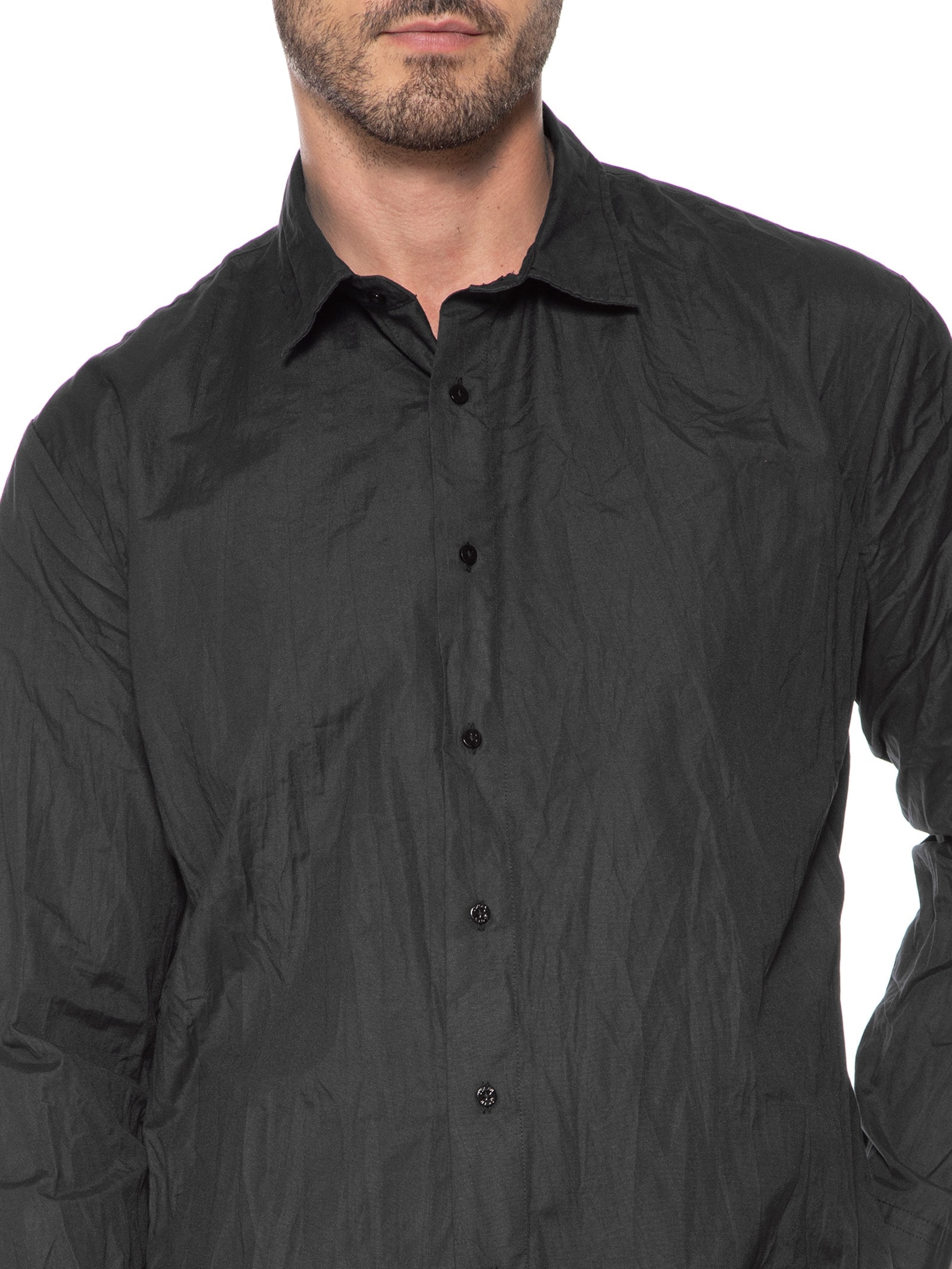 Camisa Masculina Creased Cotton Manga Longa Preto Osklen