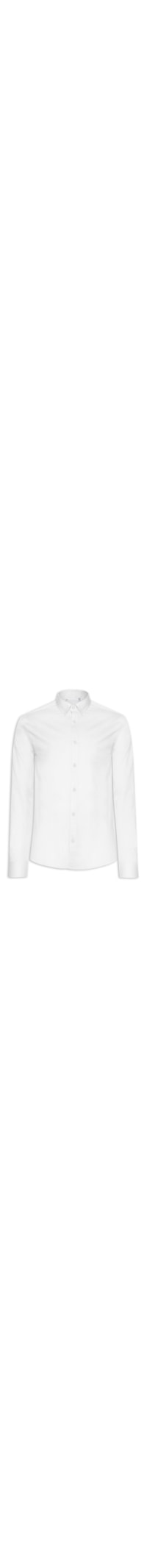 Camisa Masculina De Algodão Manga Longa Casual - Branco