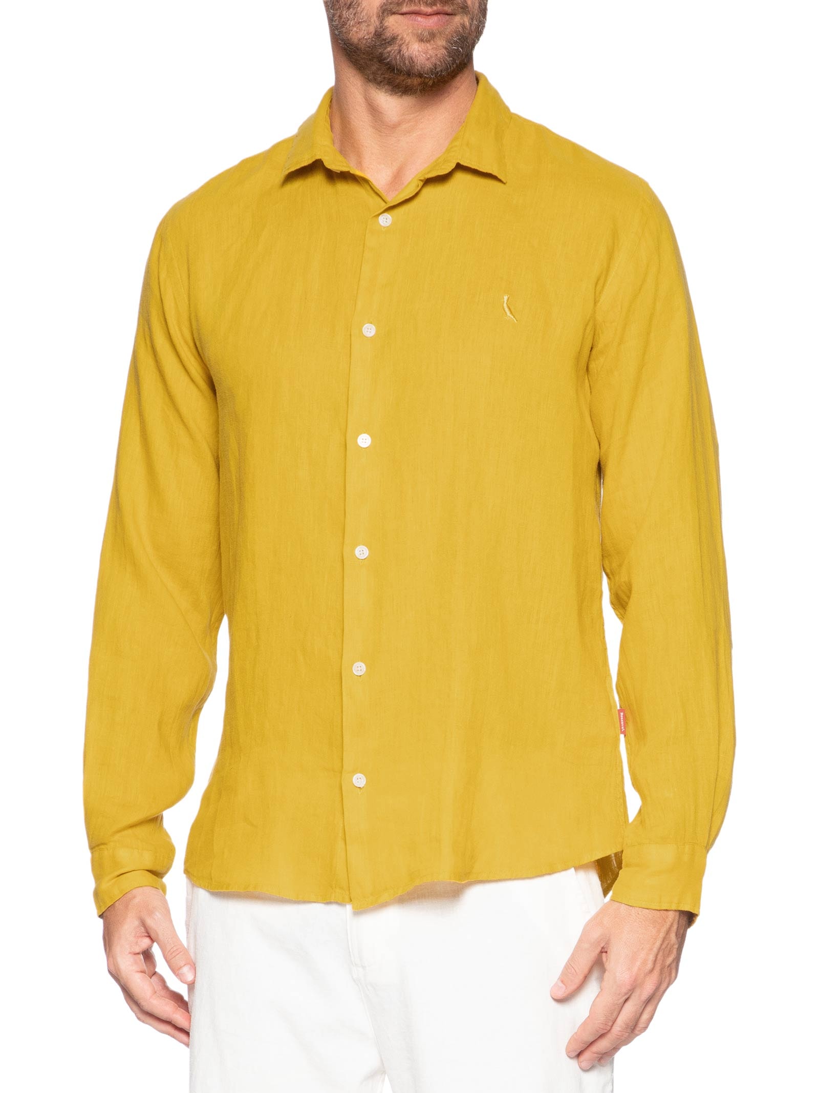 Camisa Masculina de Linho Amarelo Reserva