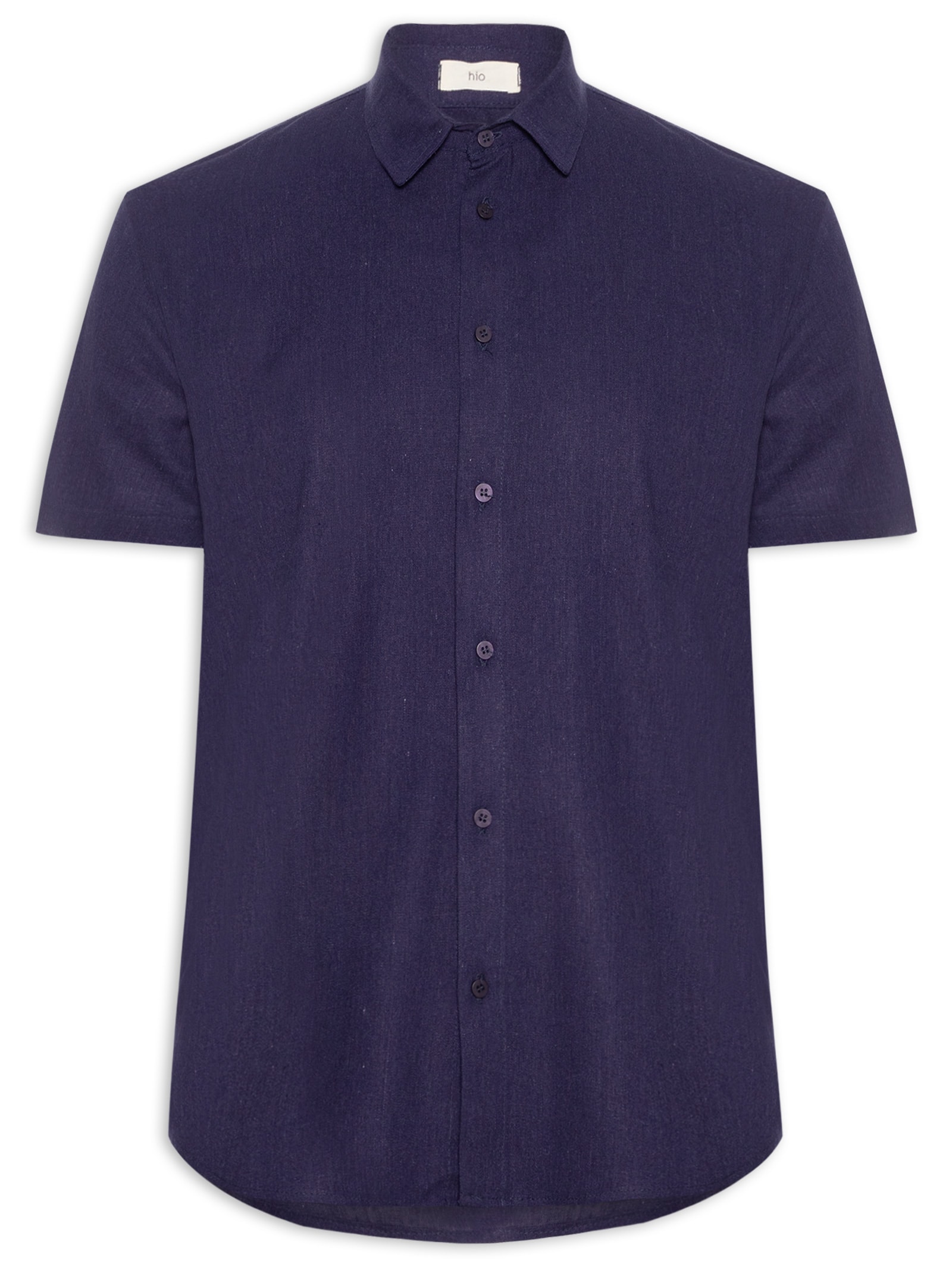 Camisa Masculina De Linho Ilha Manga Curta Azul Hio