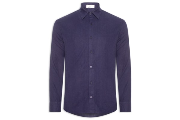 Camisa Masculina De Linho Litoral Manga Longa - Azul