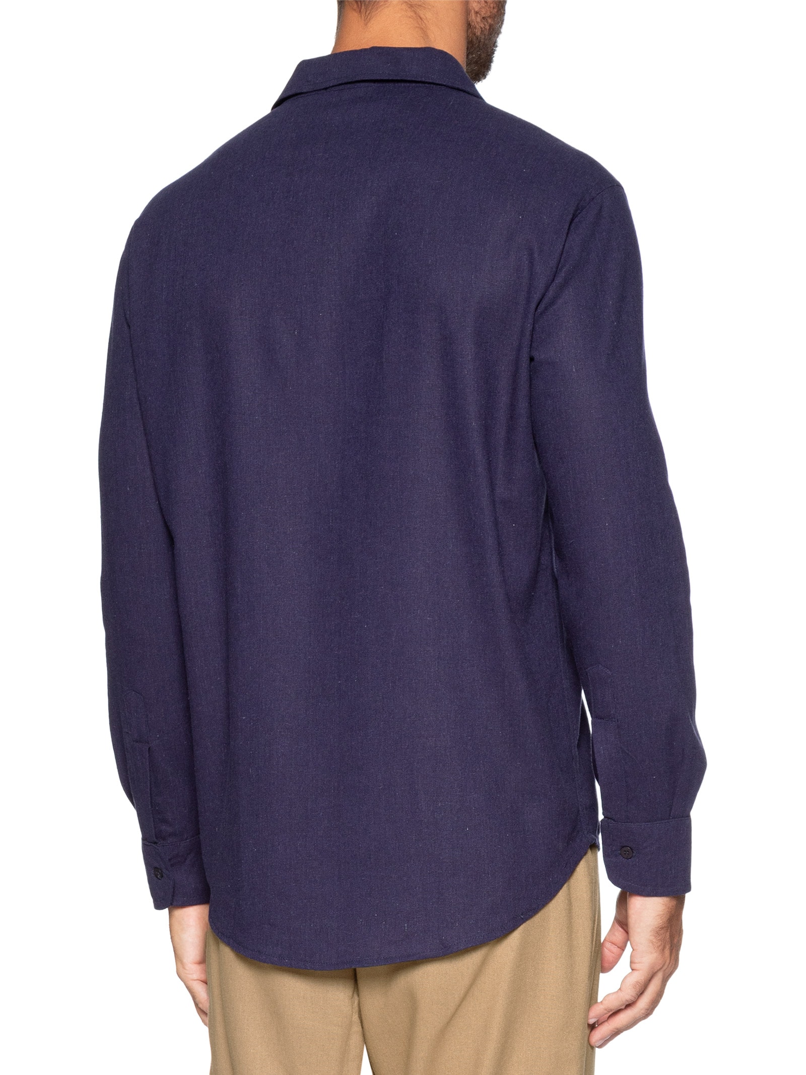 Camisa Masculina De Linho Litoral Manga Longa Azul Hio