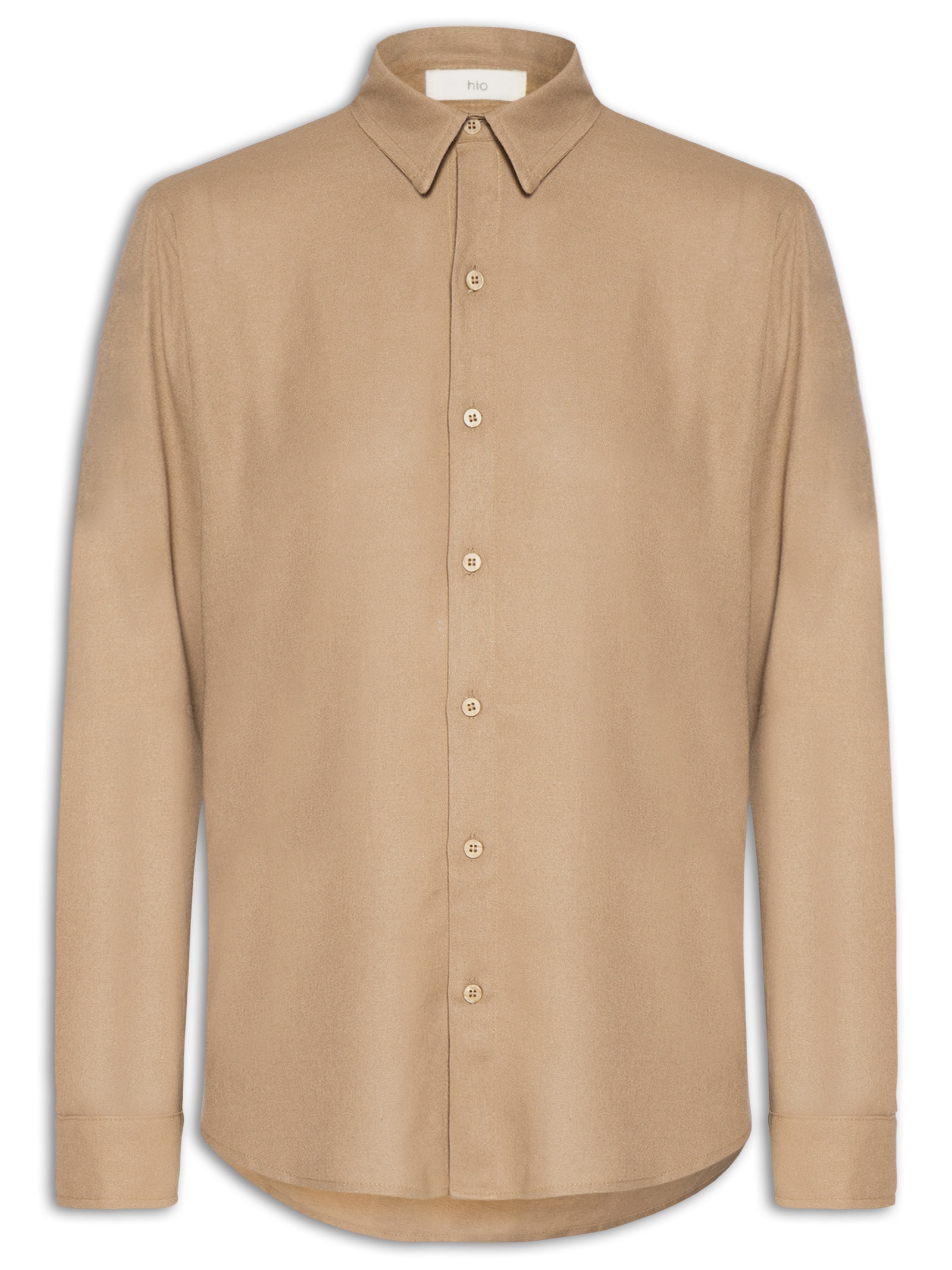 Camisa Masculina De Linho Litoral Manga Longa Bege Hio