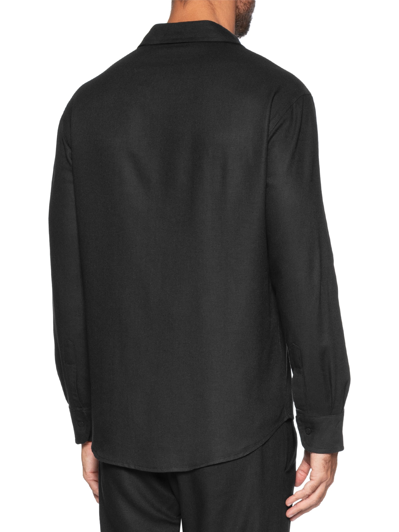 Camisa Masculina De Linho Litoral Manga Longa Preto Hio