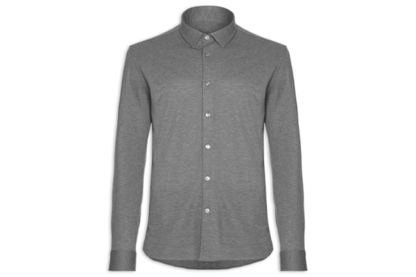 Camisa Masculina De Malha Mescla Manga Longa - Cinza