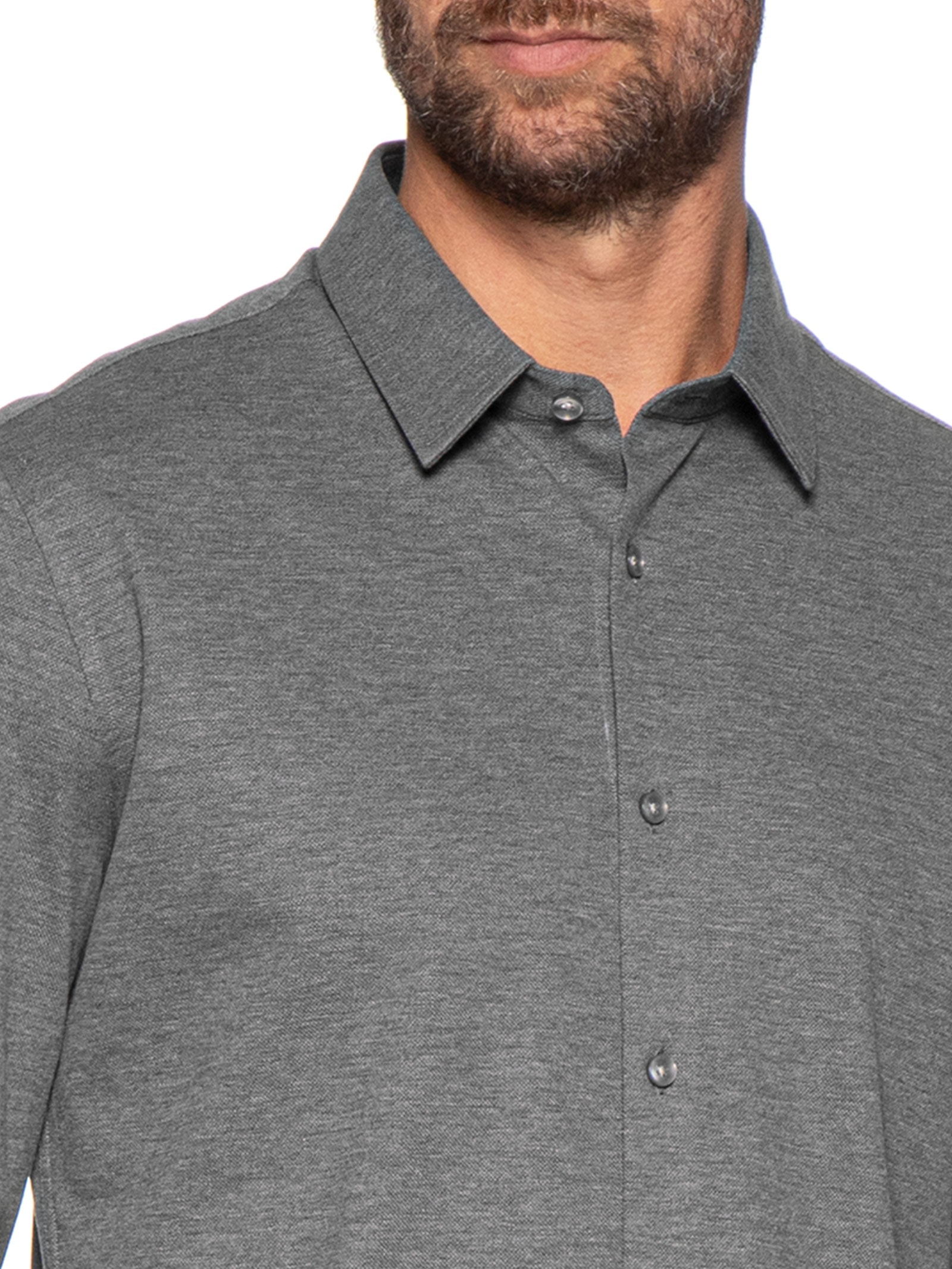 Camisa Masculina De Malha Mescla Manga Longa Cinza Oficina Reserva