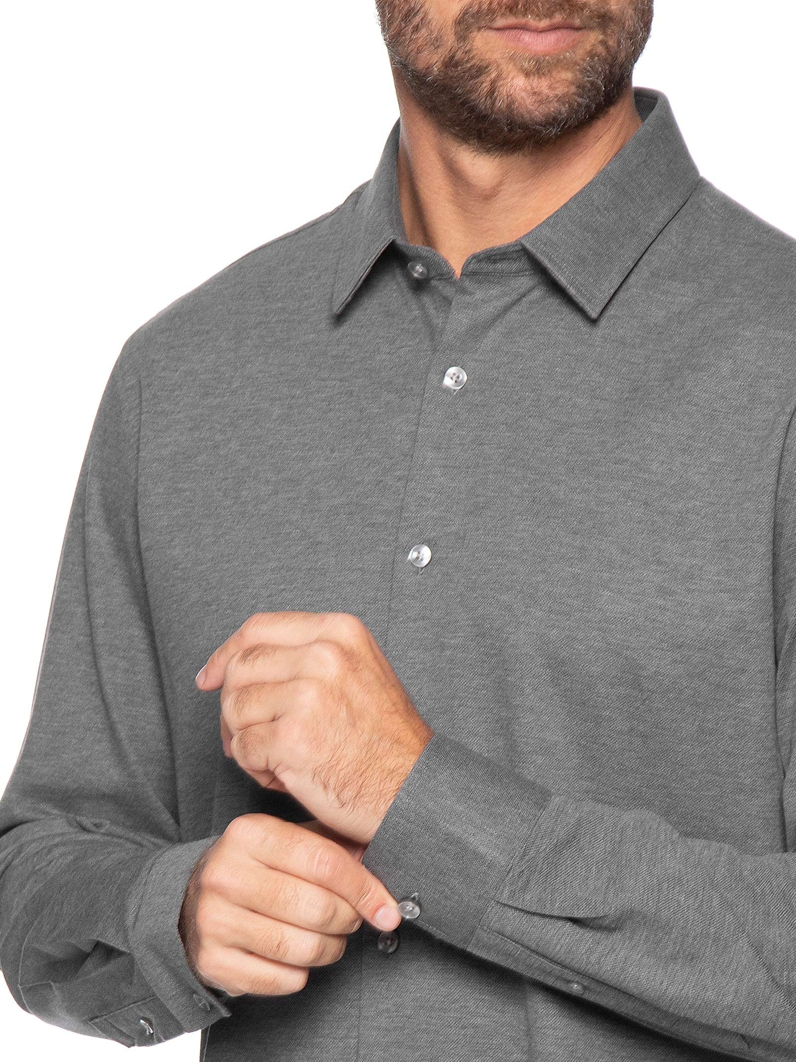 Camisa Masculina De Malha Mescla Manga Longa Cinza Oficina Reserva