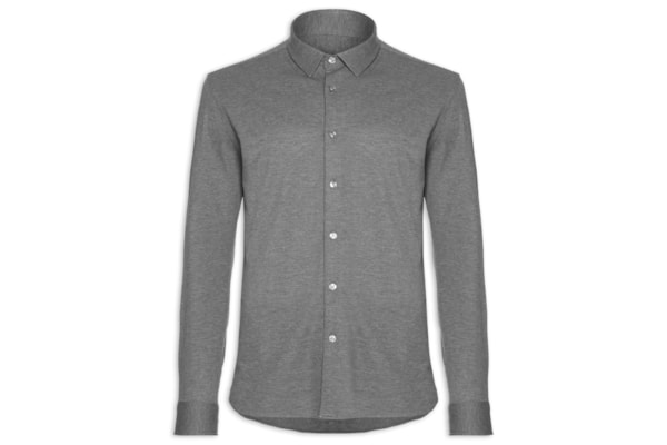 Camisa Masculina De Malha Mescla Manga Longa - Cinza