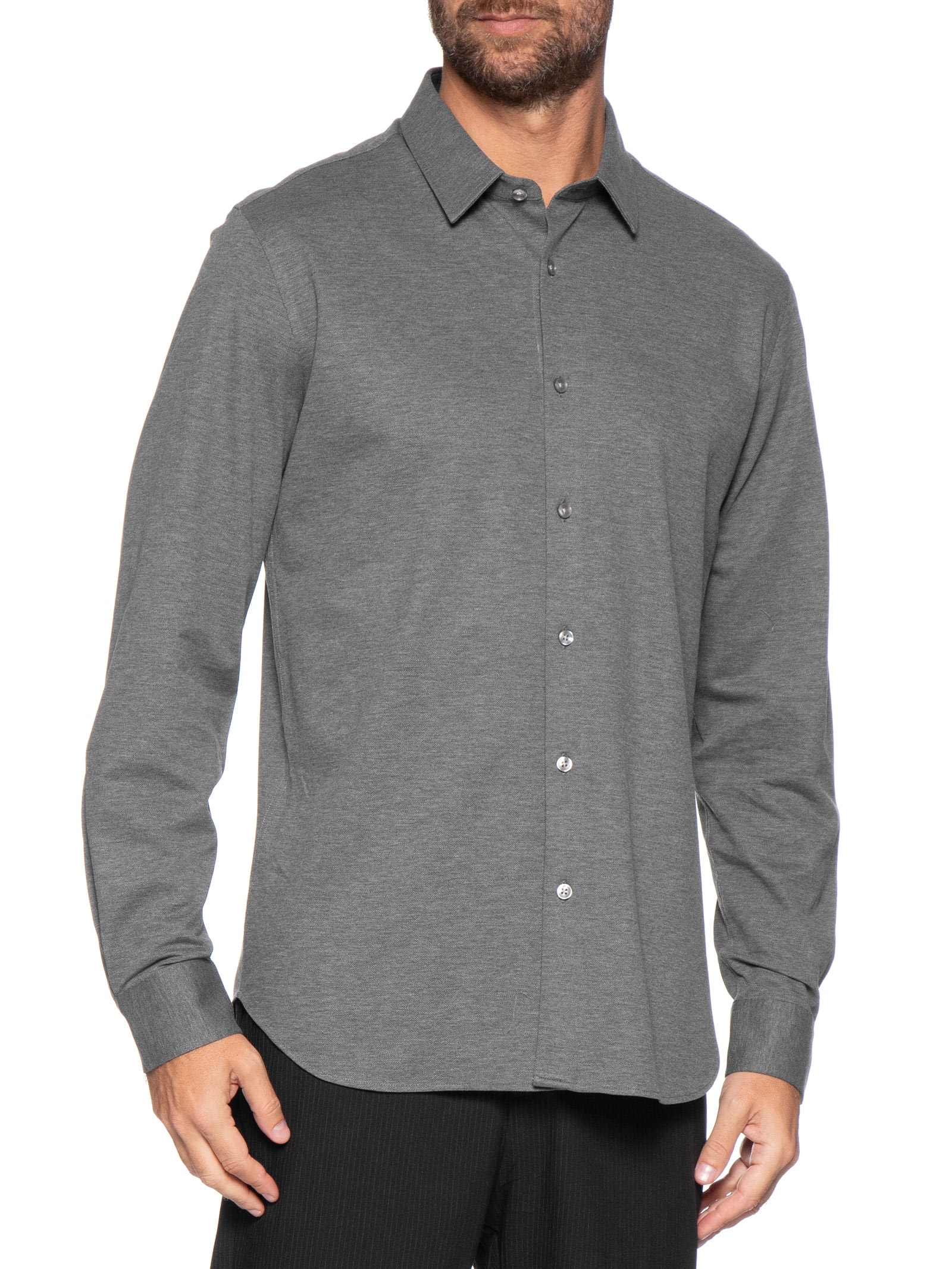 Camisa Masculina De Malha Mescla Manga Longa Cinza Oficina Reserva