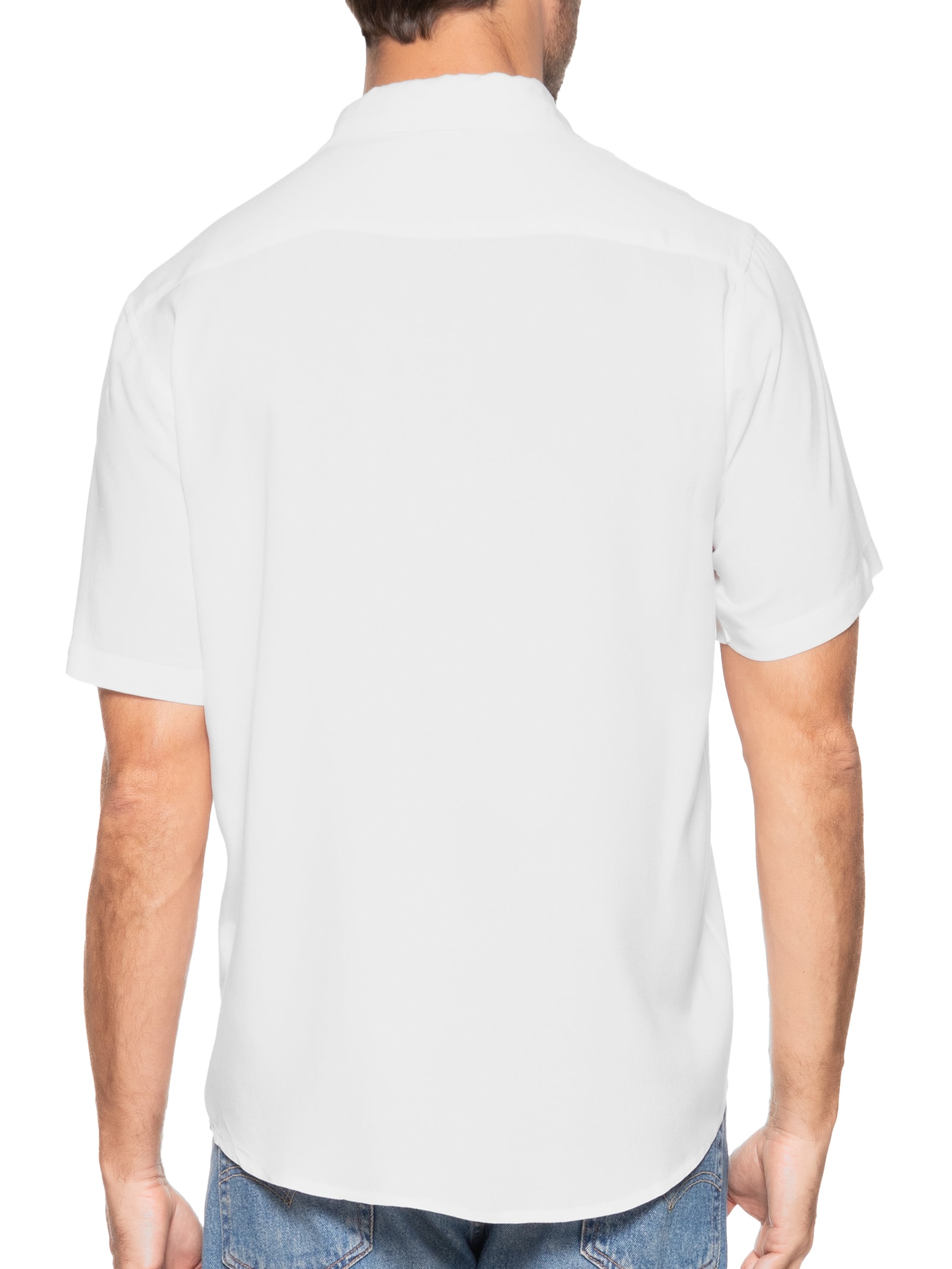 Camisa Masculina De Viscose Manga Curta Branco Basiq Men