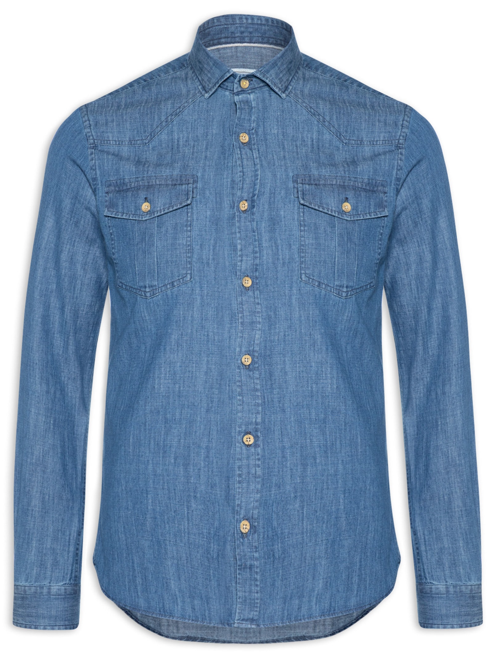 Camisa Masculina Denim Índigo Azul Pineapple