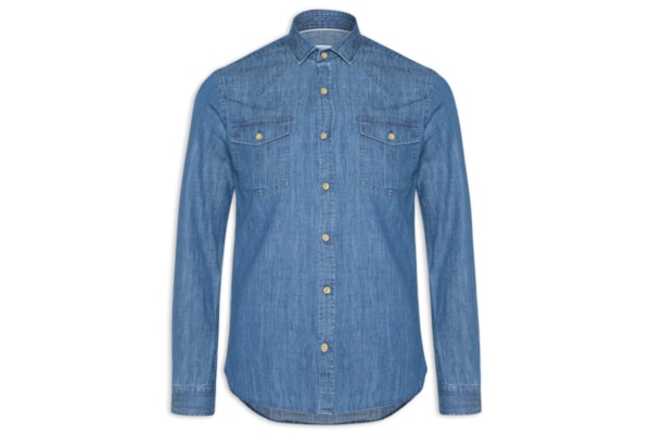 Camisa Masculina Denim Índigo - Azul