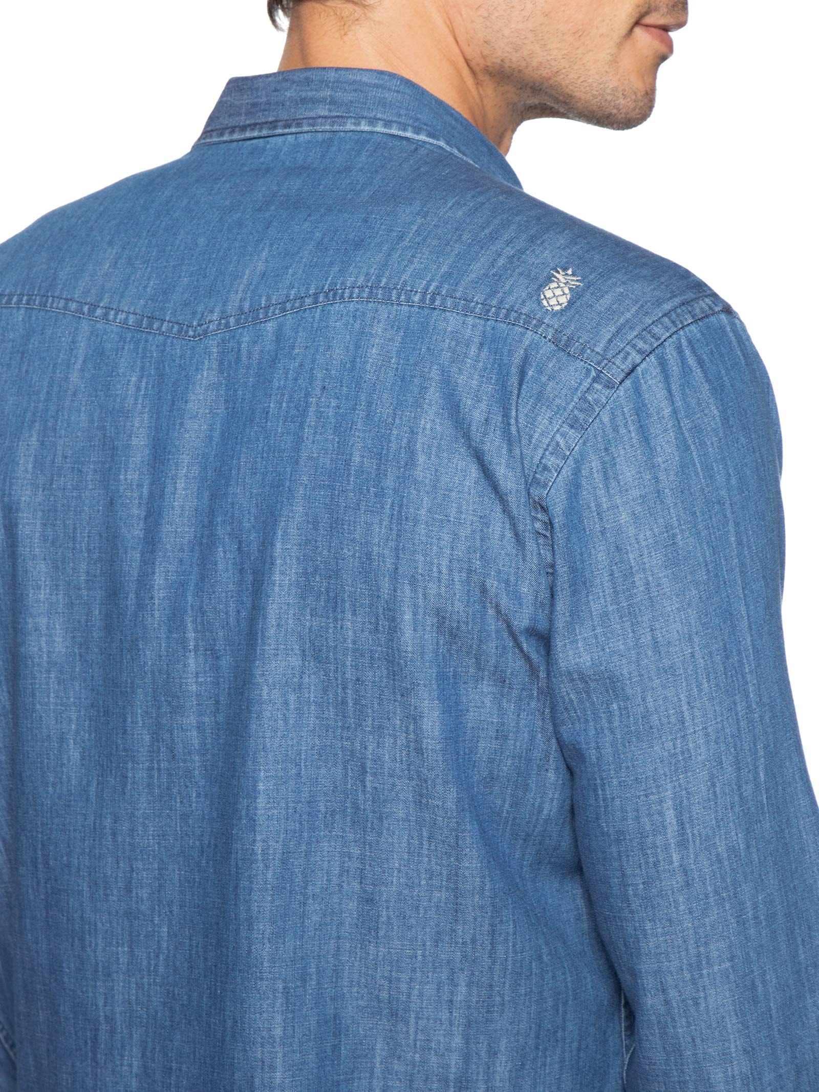 Camisa Masculina Denim Índigo Azul Pineapple