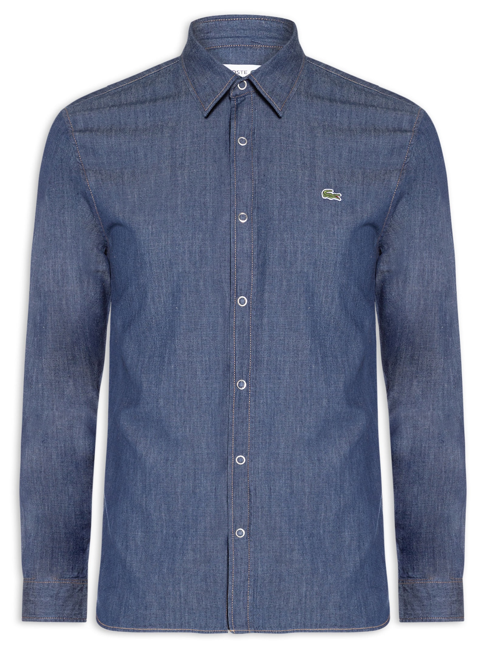 Camisa Masculina Denim Regular Fit Azul Lacoste