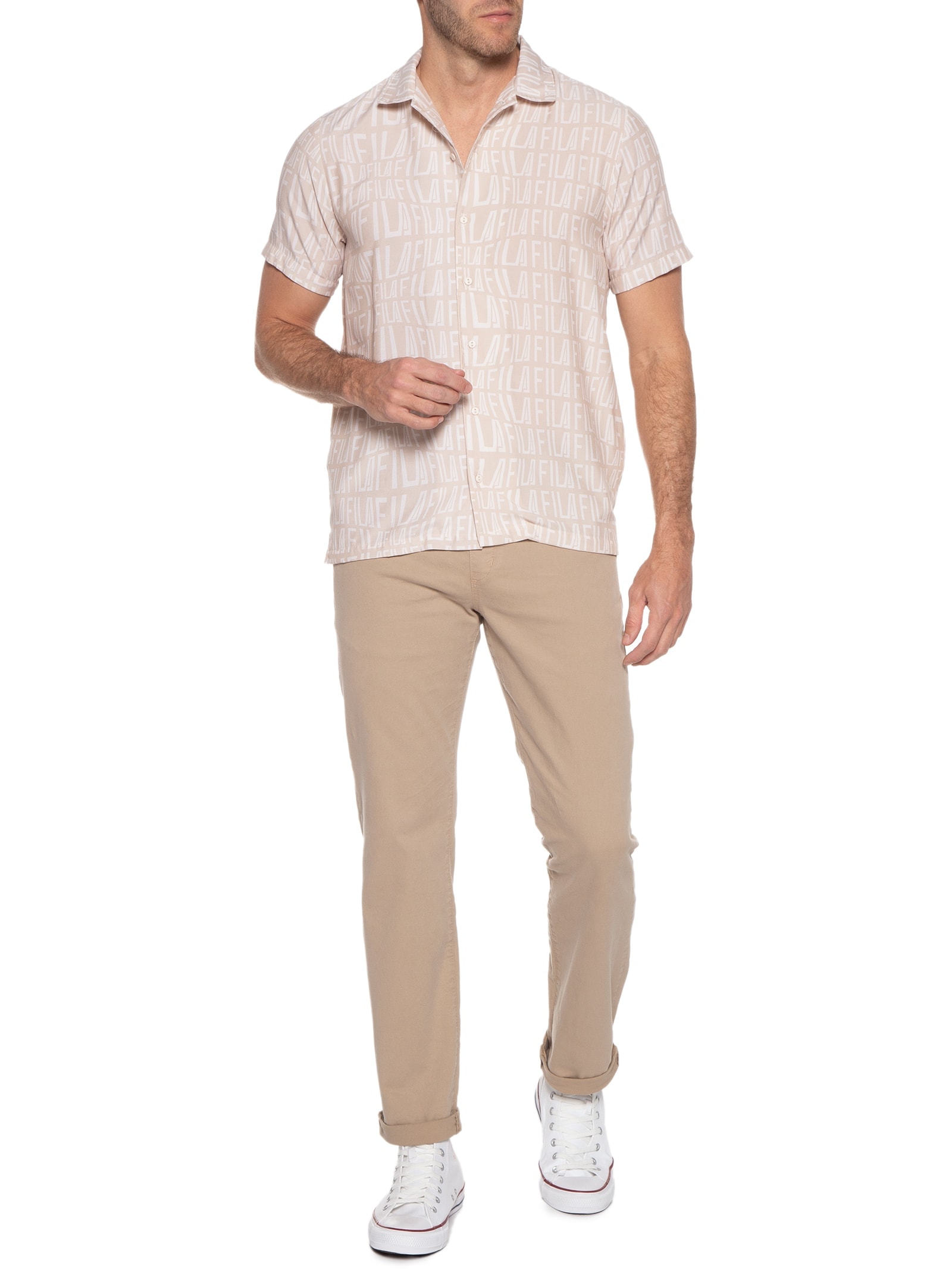 Camisa Masculina Dolce Vita Bege Fila