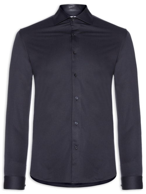 Camisa Masculina Easy Care Tecnológica Slim Fit – Azul