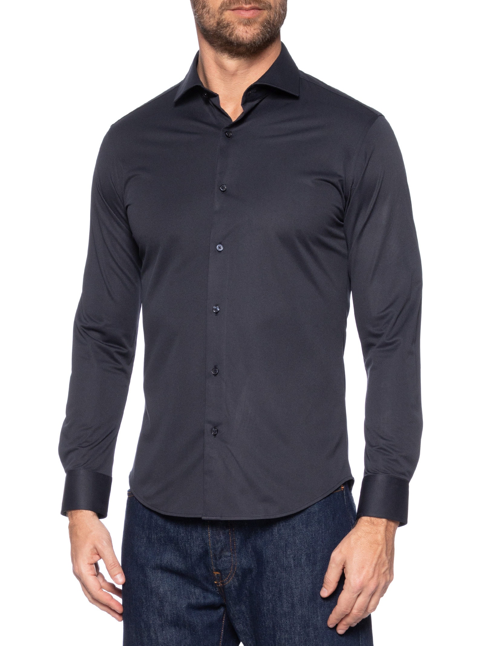 Camisa Masculina Easy Care Tecnológica Slim Fit Azul '2 Essential