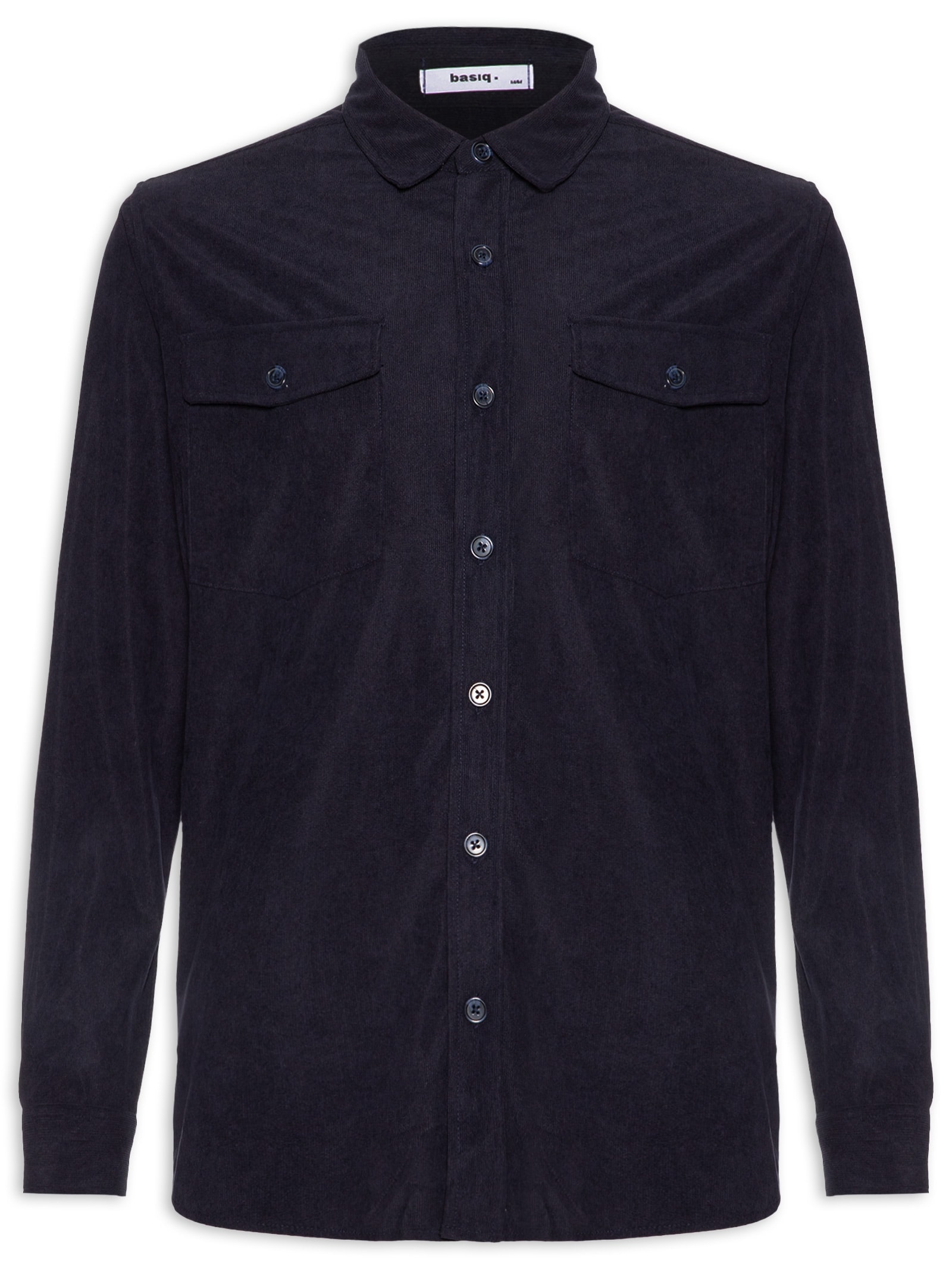 Camisa Masculina em Cotelê Azul Basiq Men