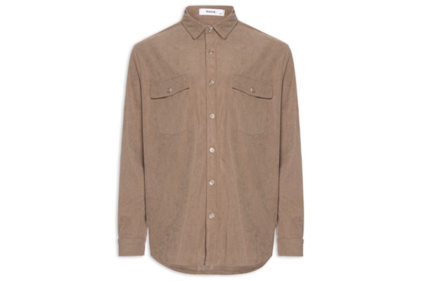 Camisa Masculina em Cotelê - Marrom