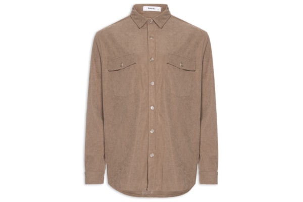 Camisa Masculina em Cotelê - Marrom