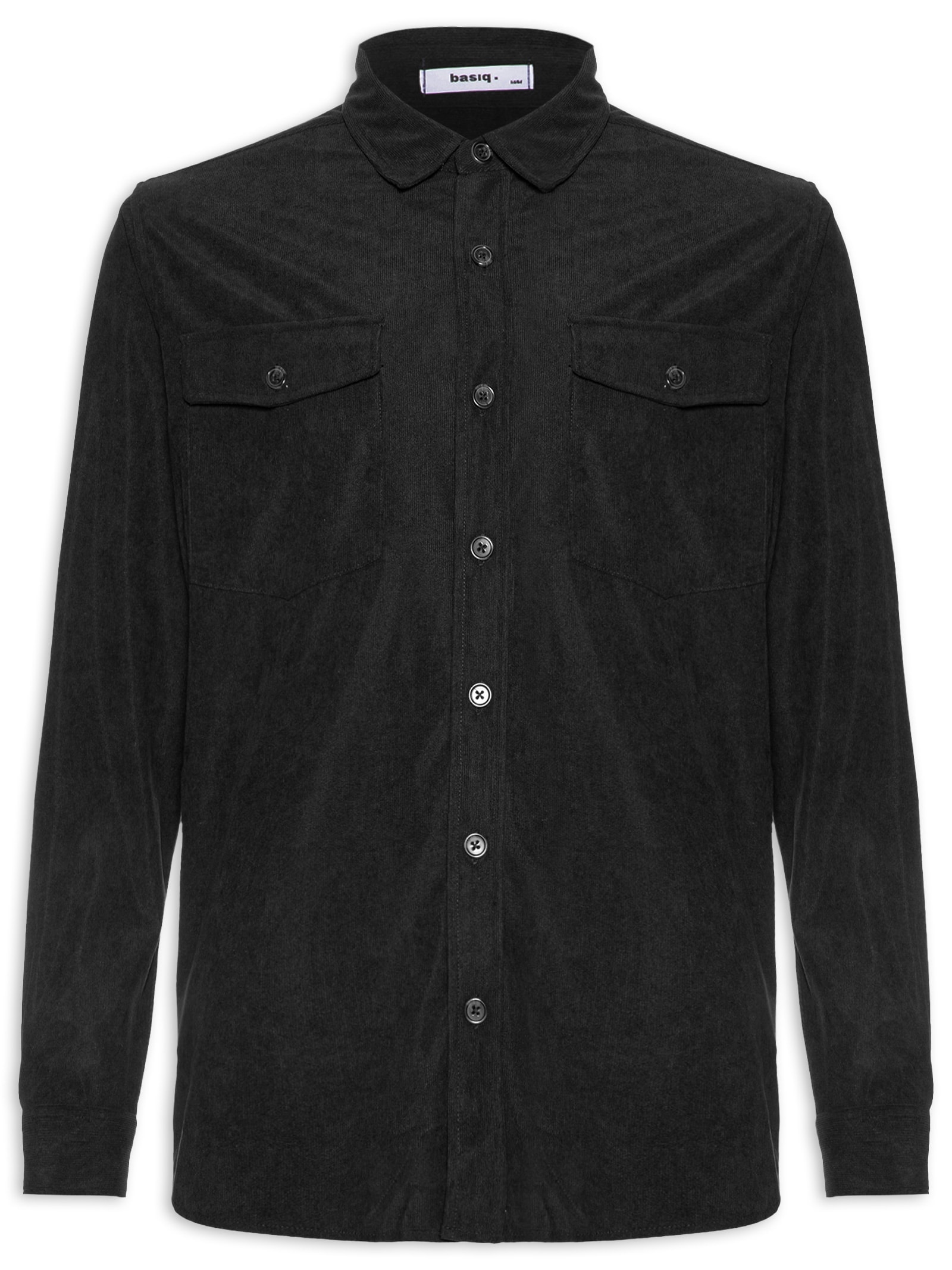 Camisa Masculina em Cotelê Preto Basiq Men