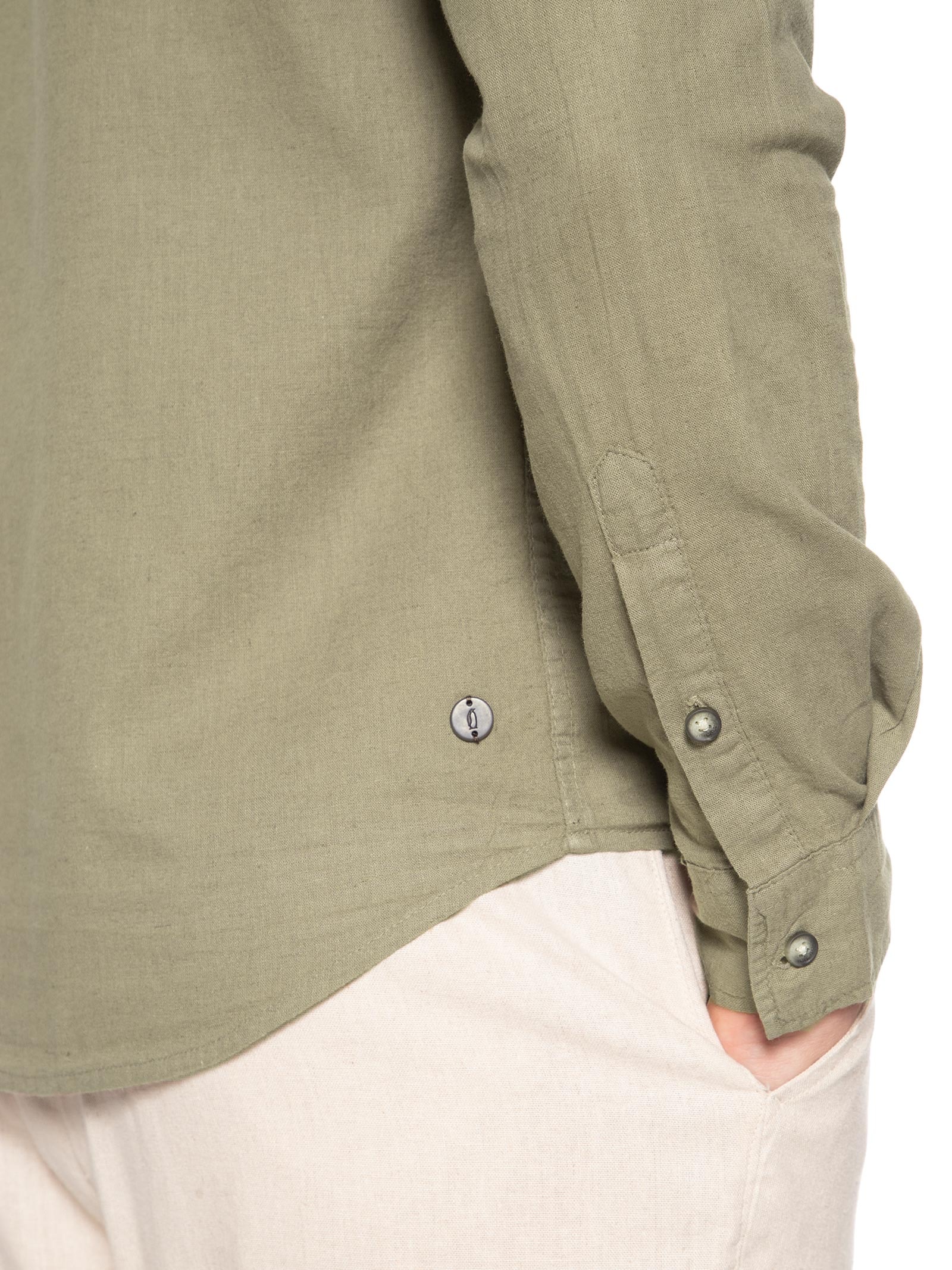 Camisa Masculina Em Linho Noronha Manha Longa Verde Austral