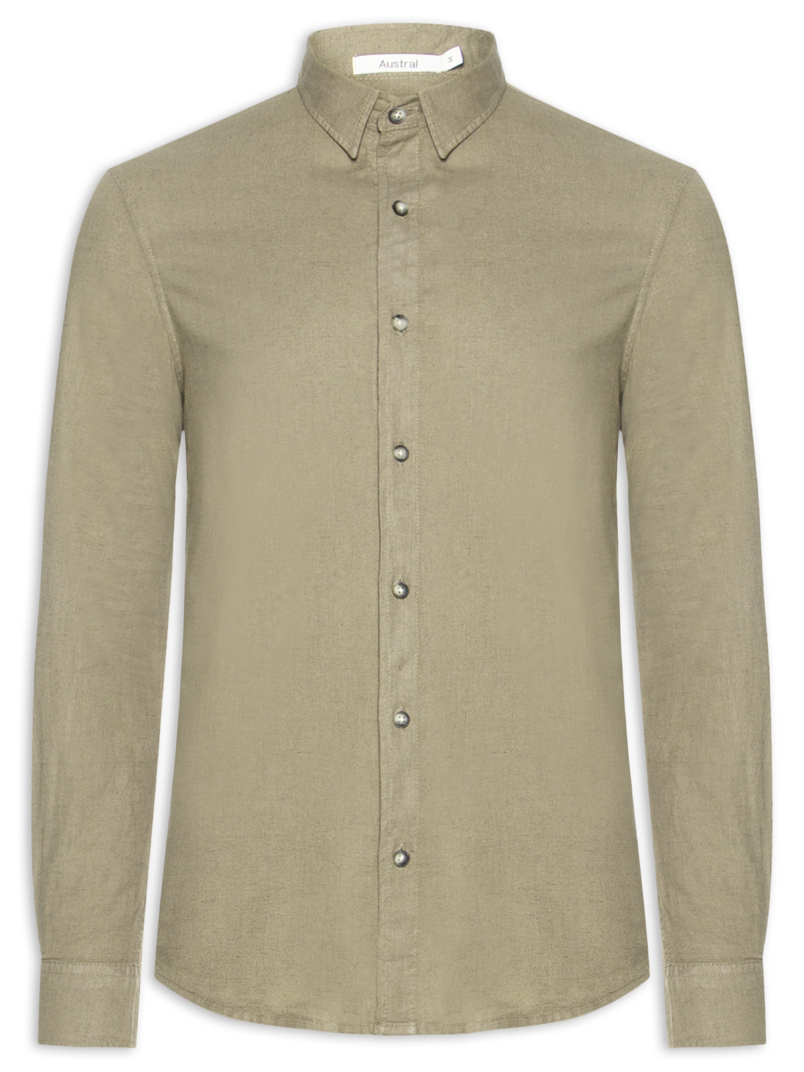 Camisa Masculina Em Linho Noronha Manha Longa Verde Austral