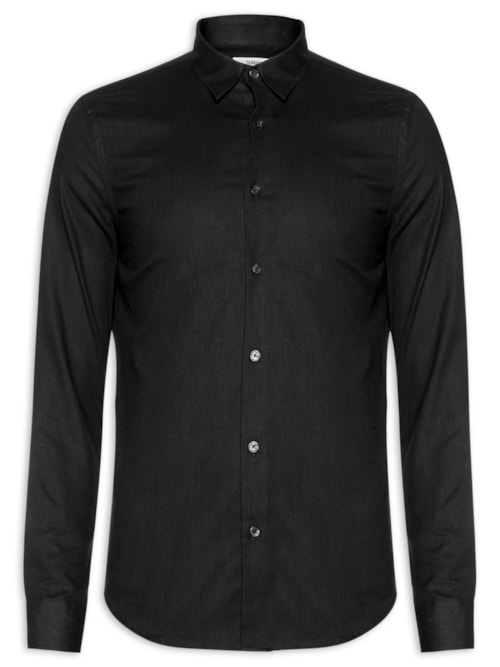 Camisa Masculina Em Linho – Preto