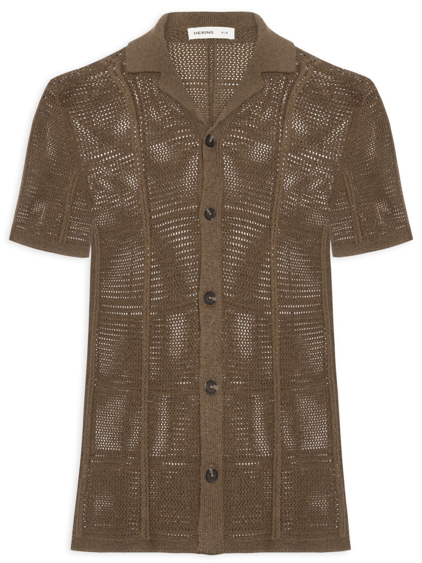 Camisa Masculina em Tricô Texturizada Marrom Hering