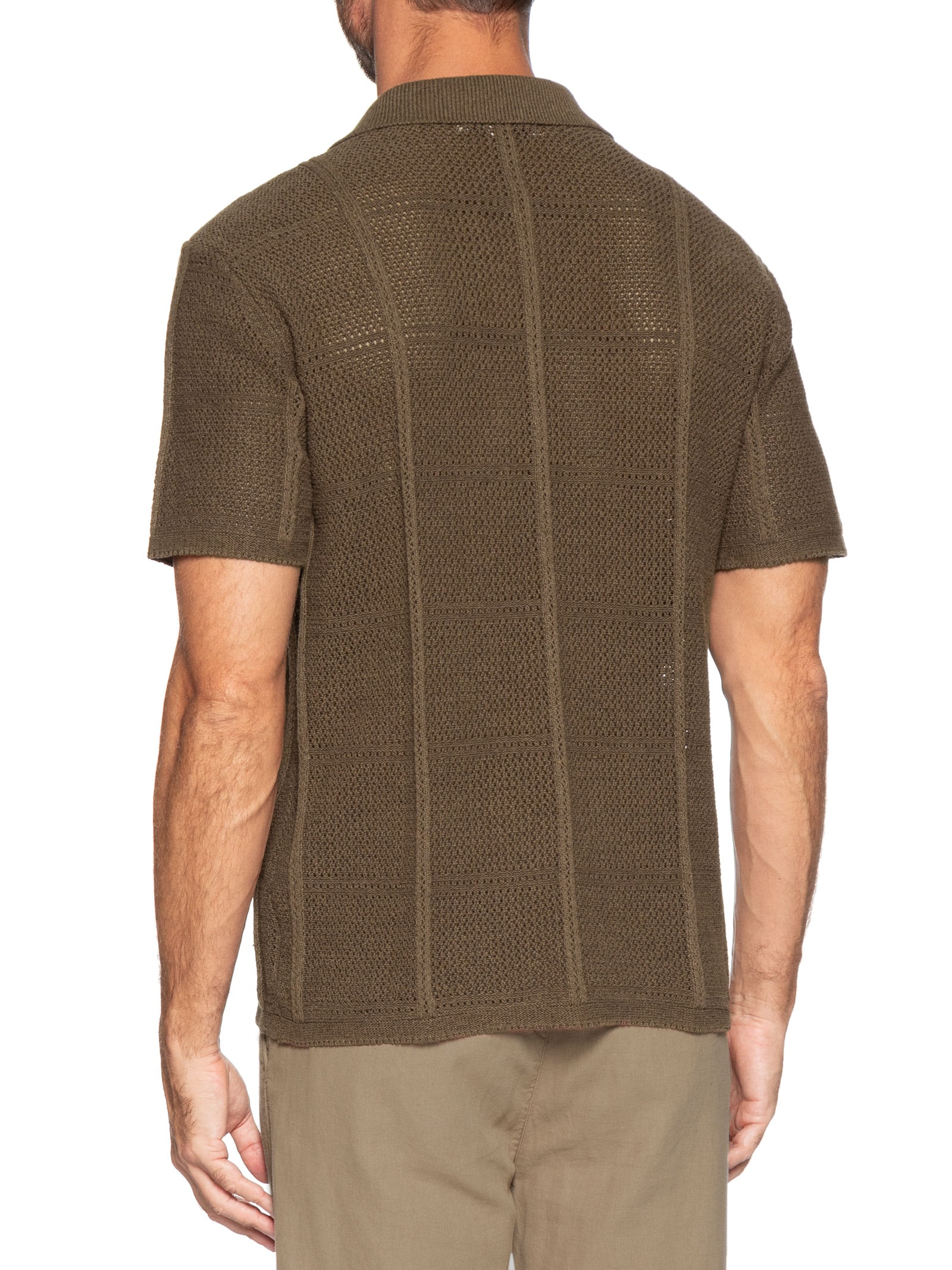 Camisa Masculina em Tricô Texturizada Marrom Hering