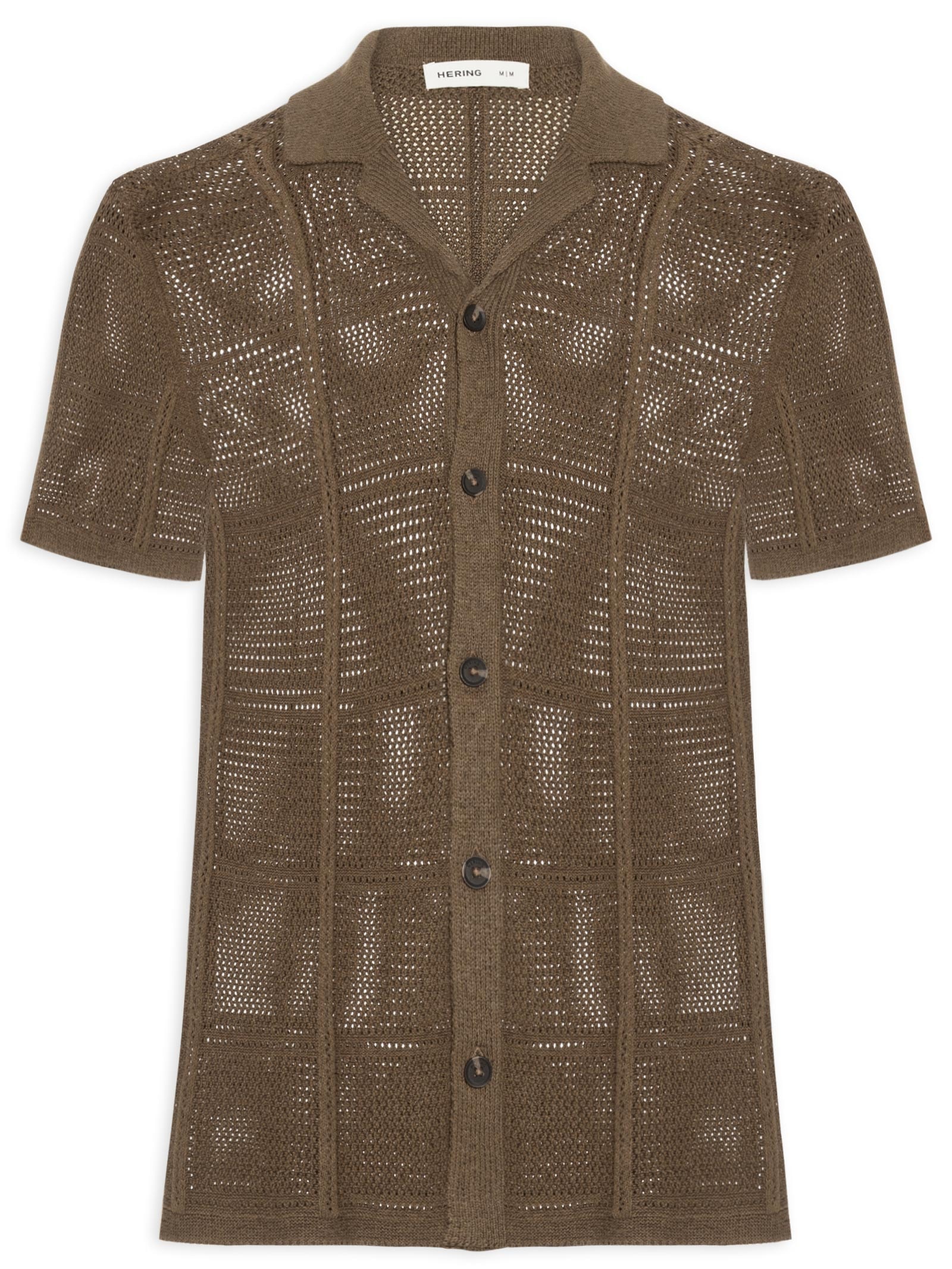 Camisa Masculina em Tricô Texturizada Marrom Hering