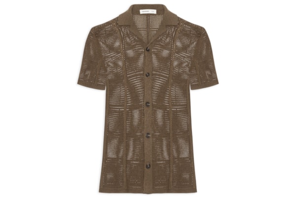 Camisa Masculina em Tricô Texturizada - Marrom