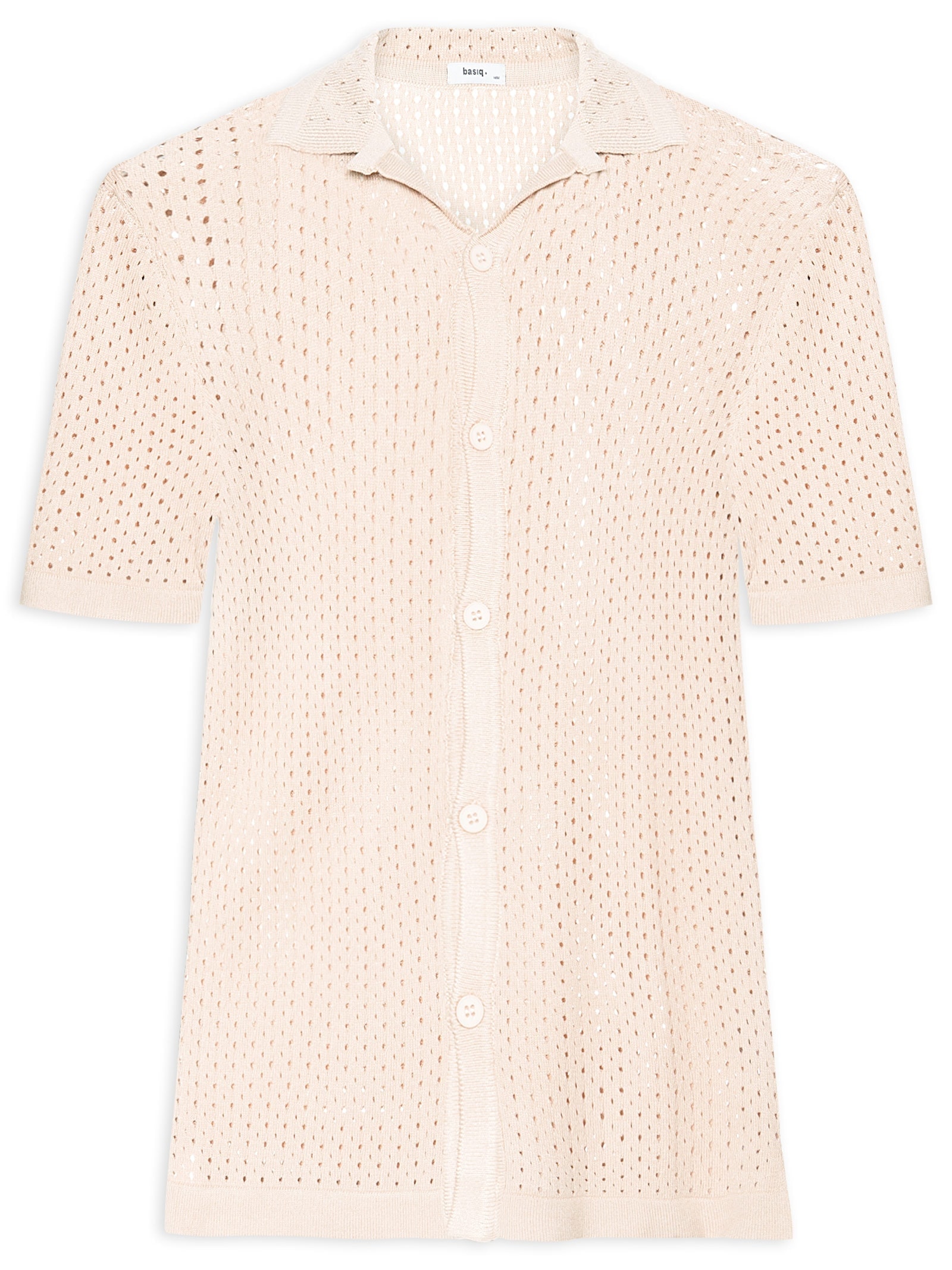 Camisa Masculina Em Tricot Bege Basiq Men
