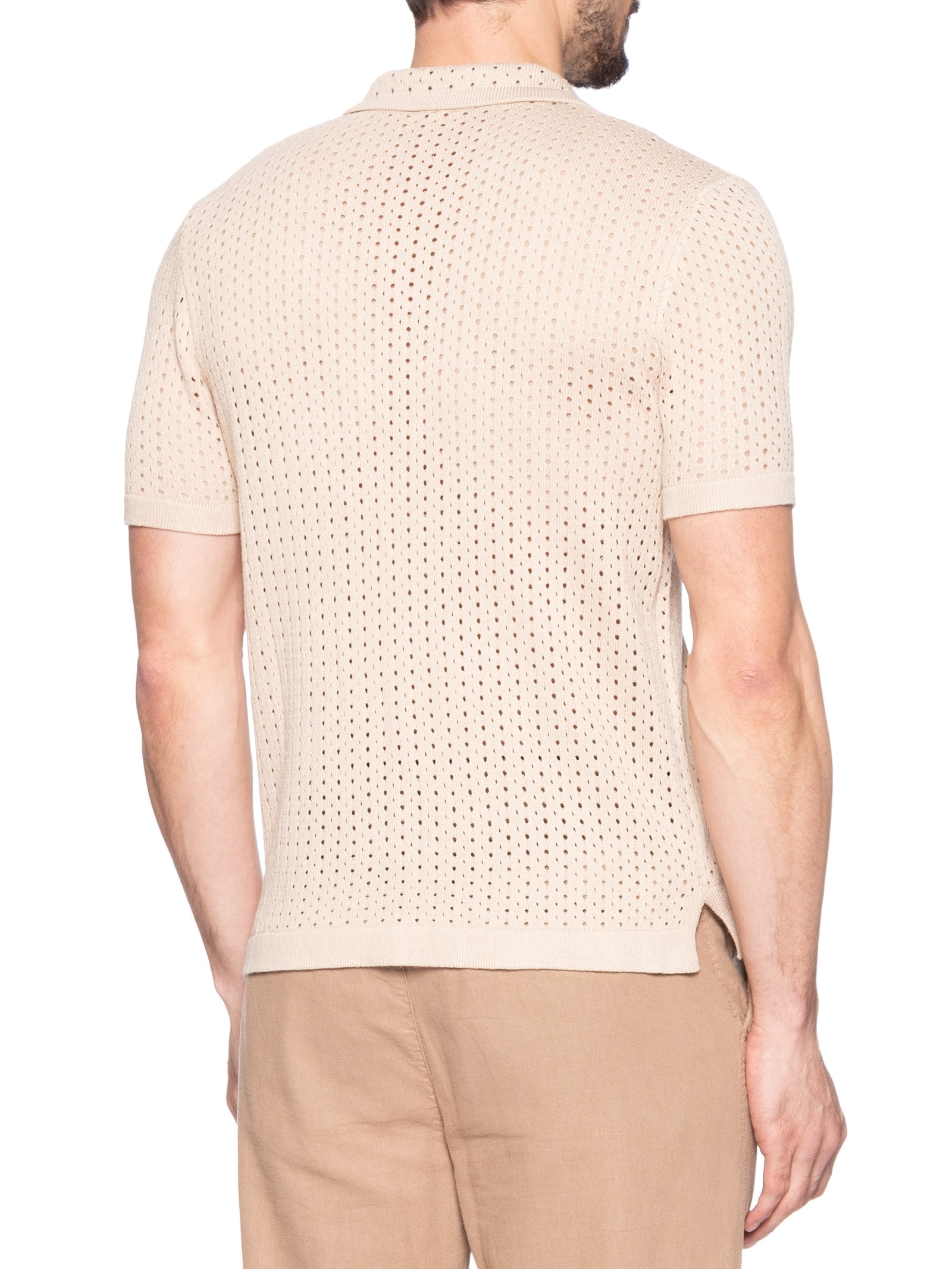 Camisa Masculina Em Tricot Bege Basiq Men