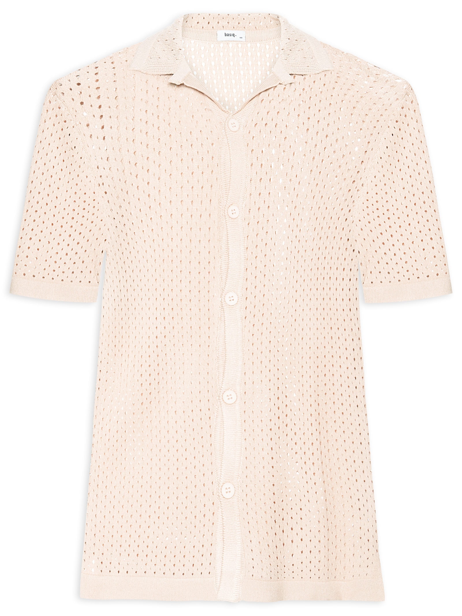 Camisa Masculina Em Tricot Bege Basiq Men