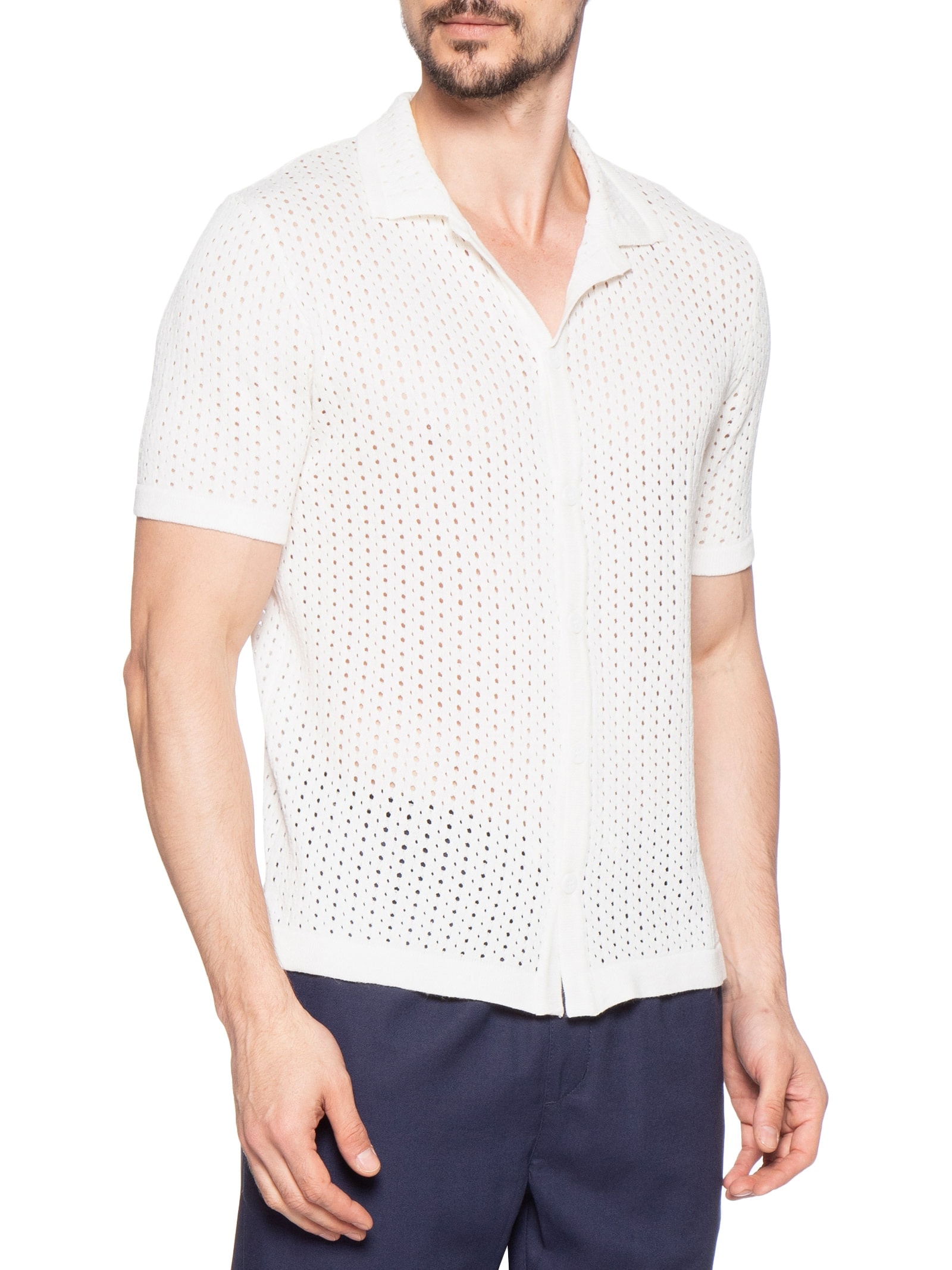 Camisa Masculina Em Tricot Off White Basiq Men