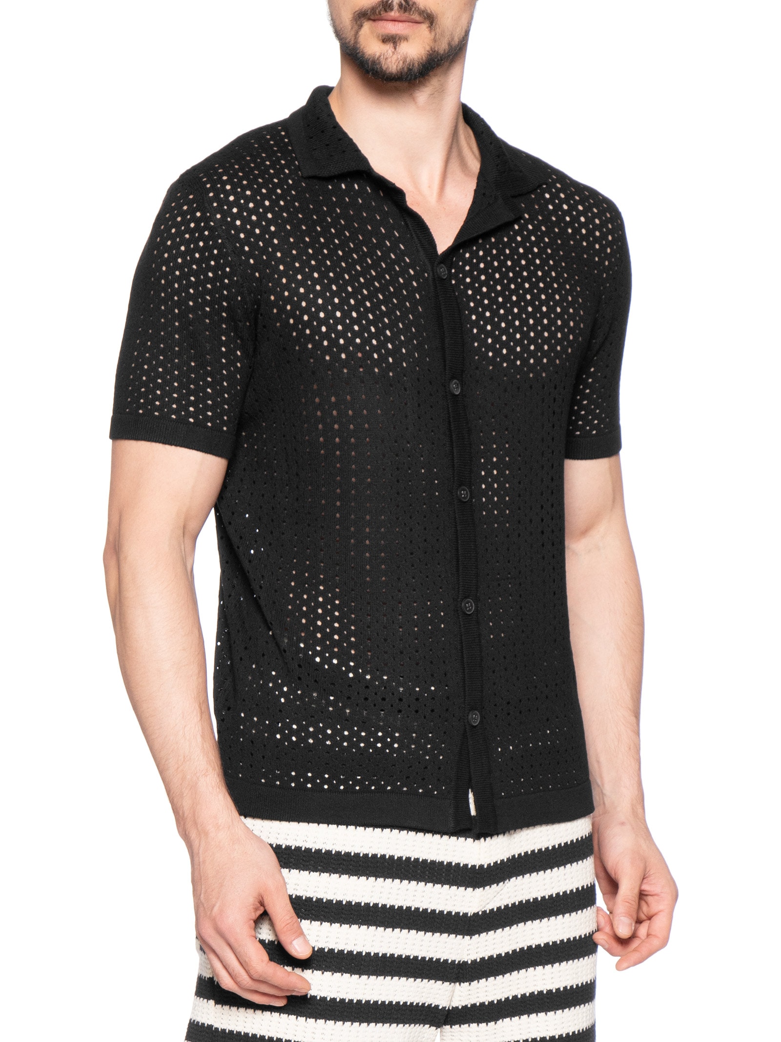 Camisa Masculina Em Tricot Preto Basiq Men