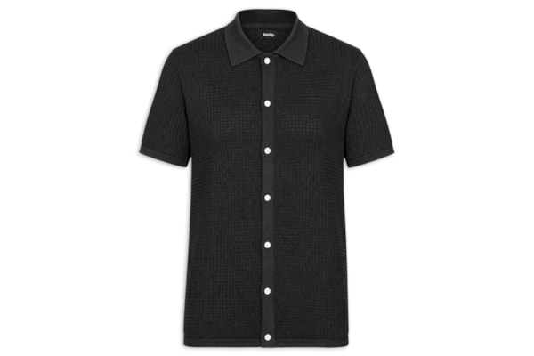 Camisa Masculina Em Tricot Regular - Preto