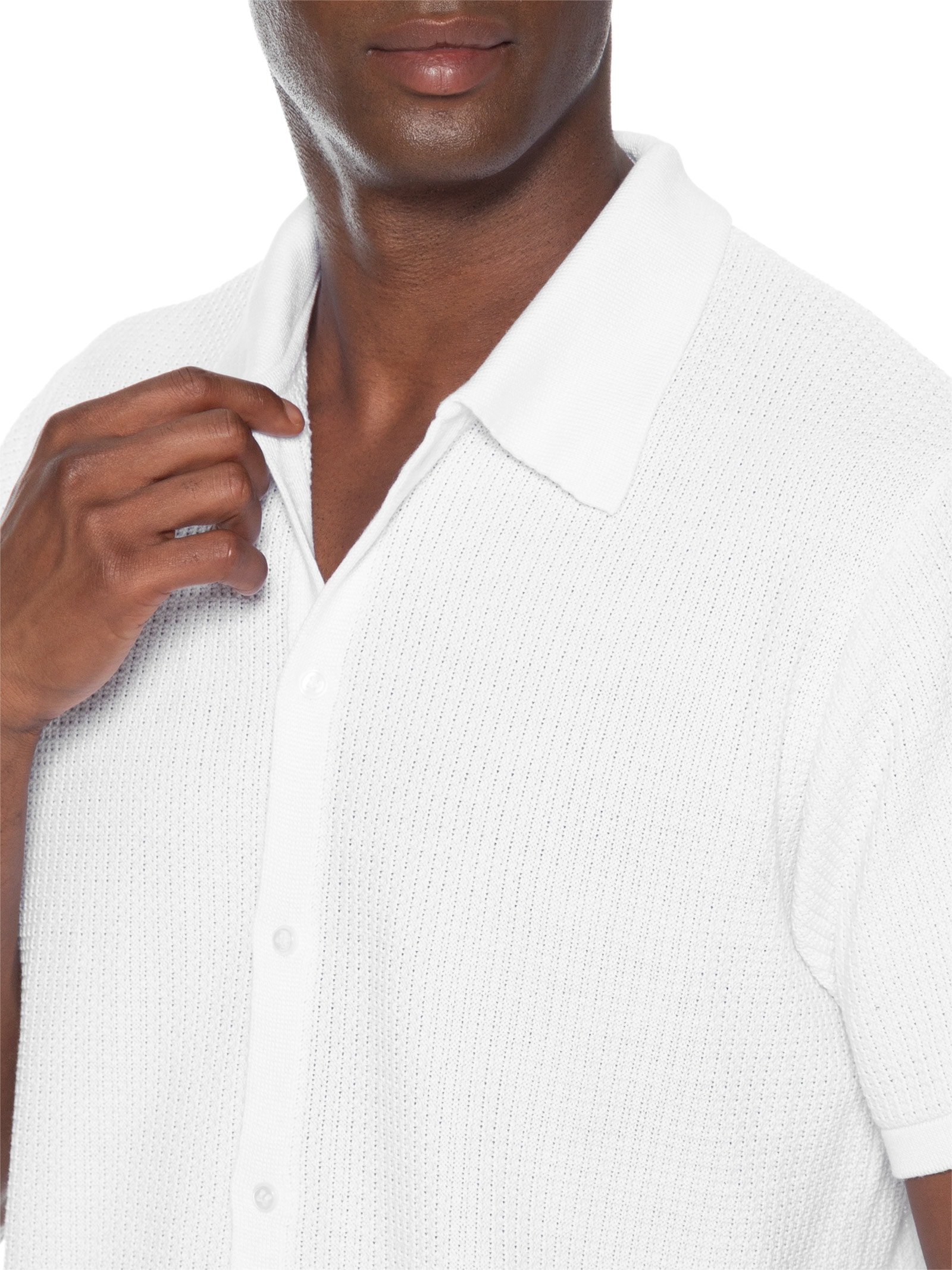 Camisa Masculina Em Tricot Regular – Branco Basiq Men
