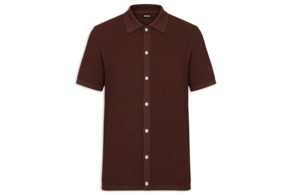 Camisa Masculina Em Tricot Regular – Marrom