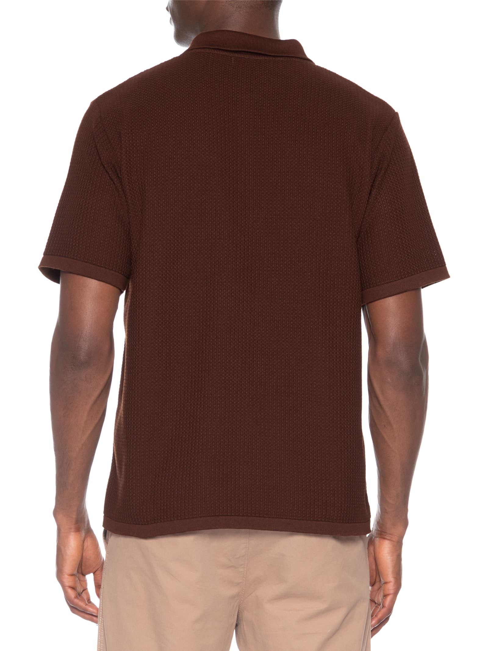 Camisa Masculina Em Tricot Regular – Marrom Basiq Men