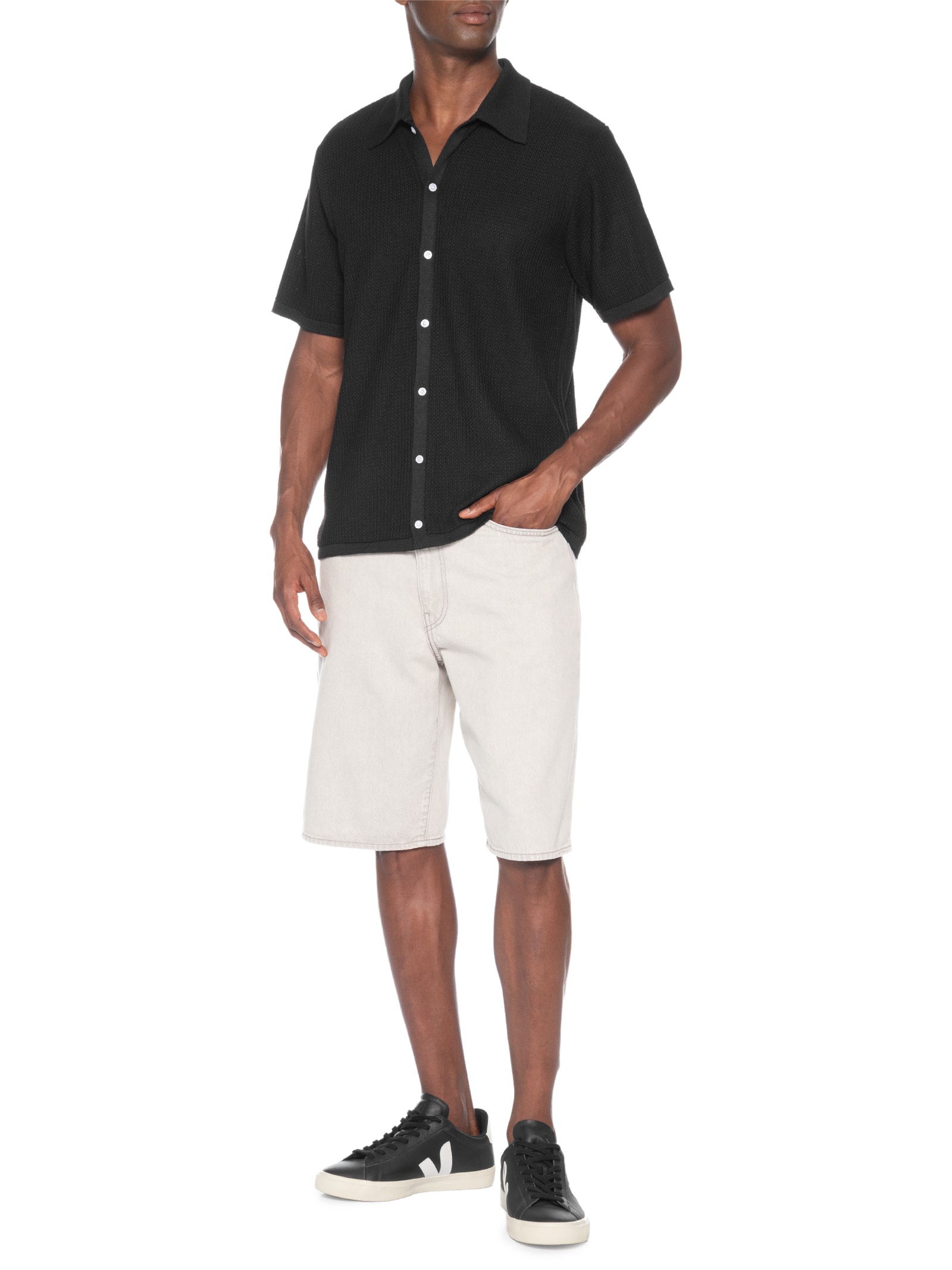 Camisa Masculina Em Tricot Regular – Preto Basiq Men