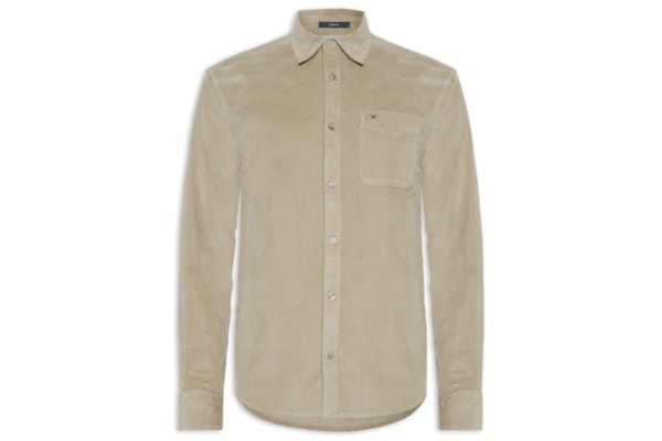 Camisa Masculina em Veludo Cotelê – Bege