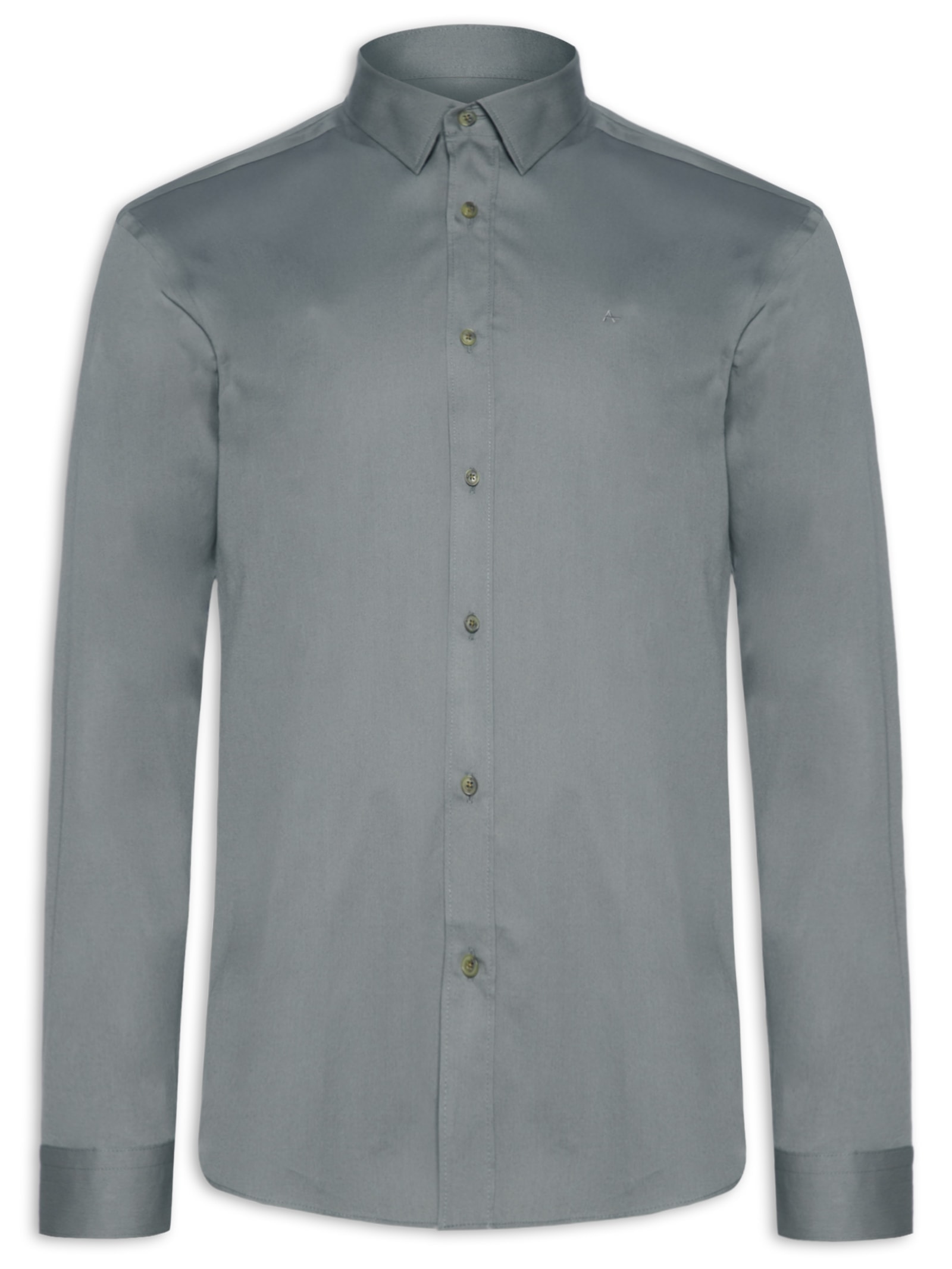 Camisa Masculina Empire Regular Fit Em Sarja Cinza Aramis