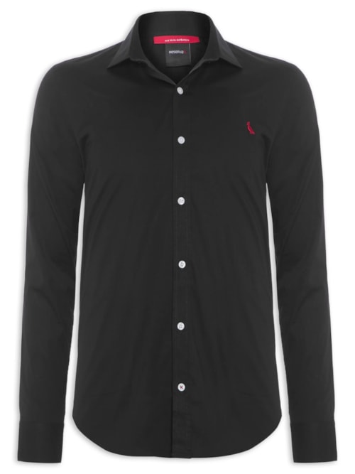 Camisa Masculina Enxuto Cores Elastano – Preto