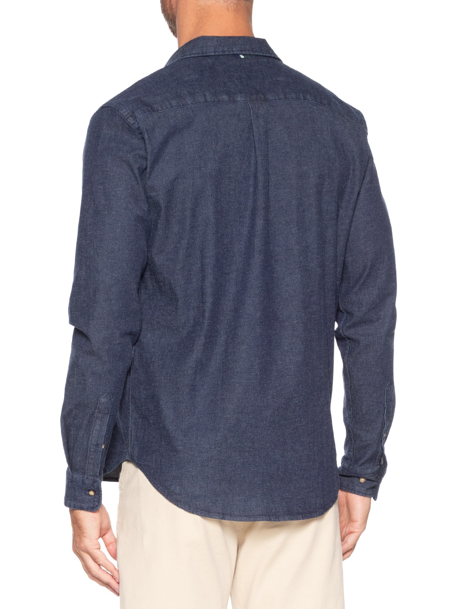 Camisa Masculina Enxuto Jeans Azul Reserva