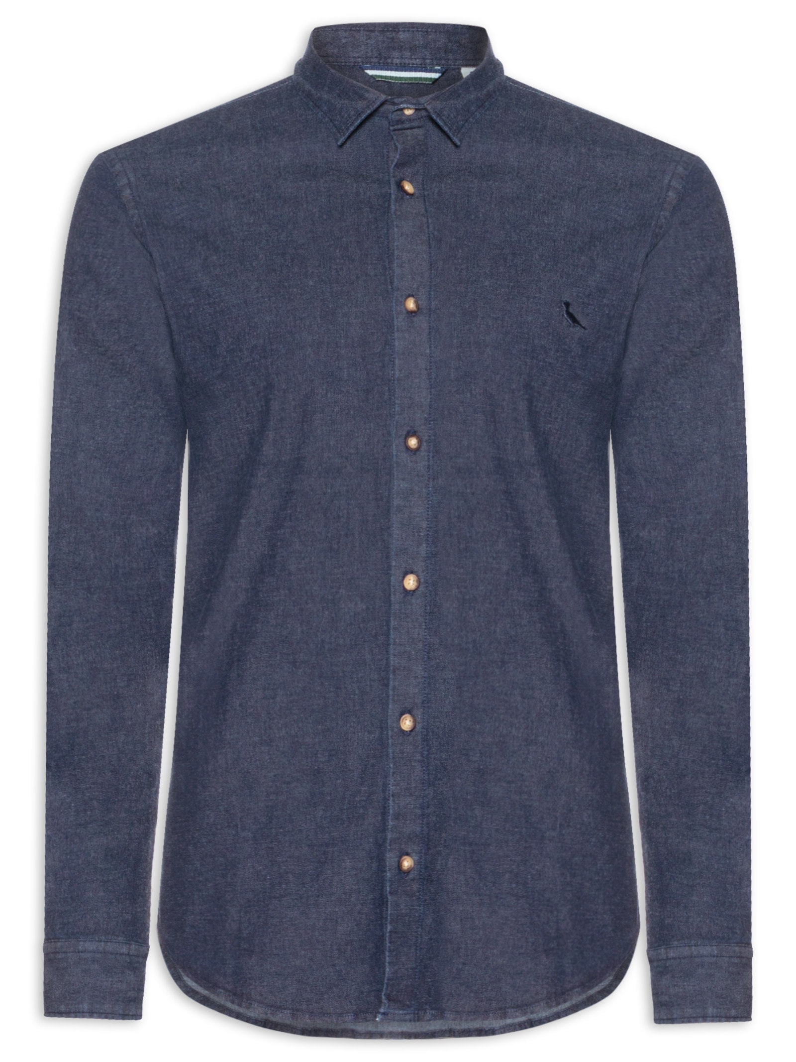 Camisa Masculina Enxuto Jeans Azul Reserva