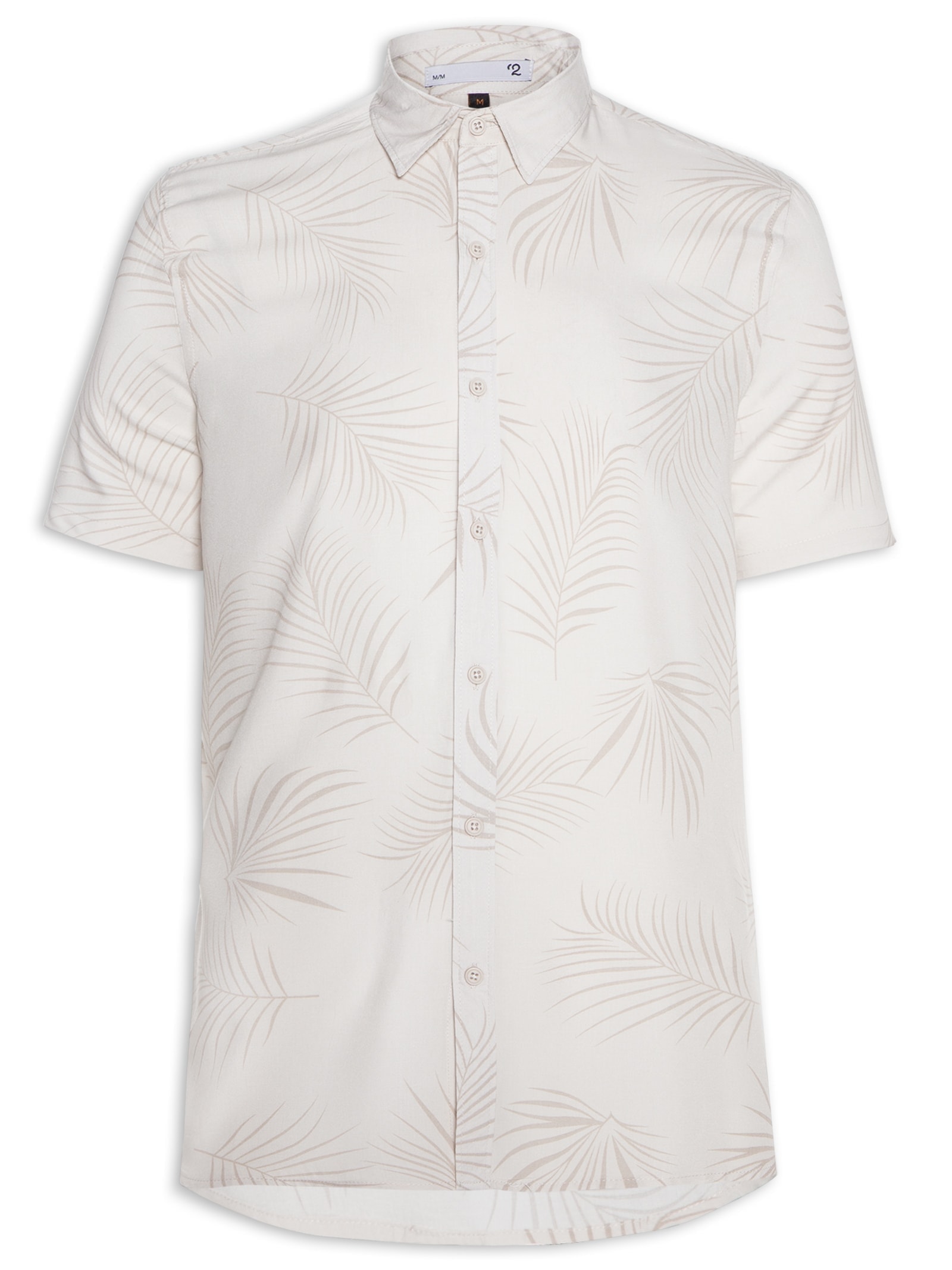 Camisa Masculina Estampa Folhagem Manga Curta Bege '2 Essential