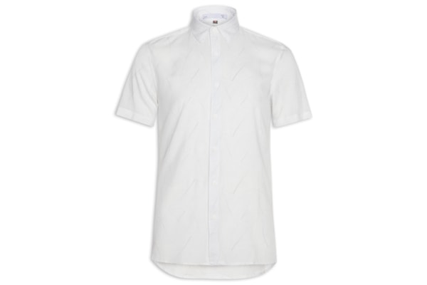 Camisa Masculina Estampa Folhagem Manga Curta - Branco