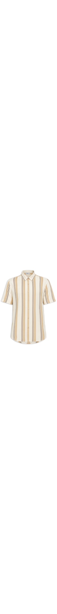 Camisa Masculina Estampa Listras Manga Curta - Bege